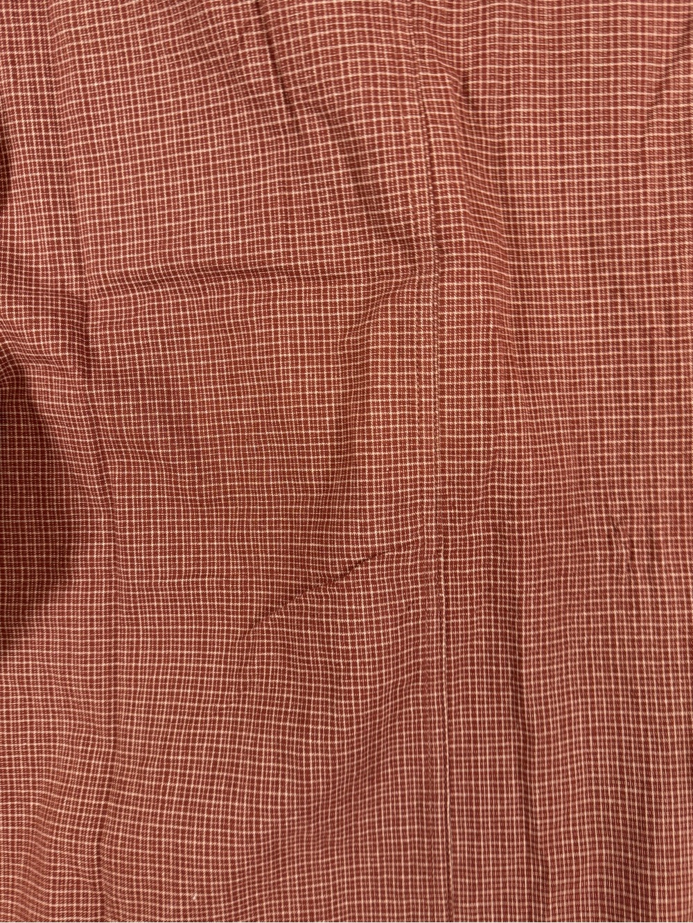 C'est Moi Brown Rust Check Button Up Shirt OS Oversized Minimalist Casual Cotton - Picture 11 of 12